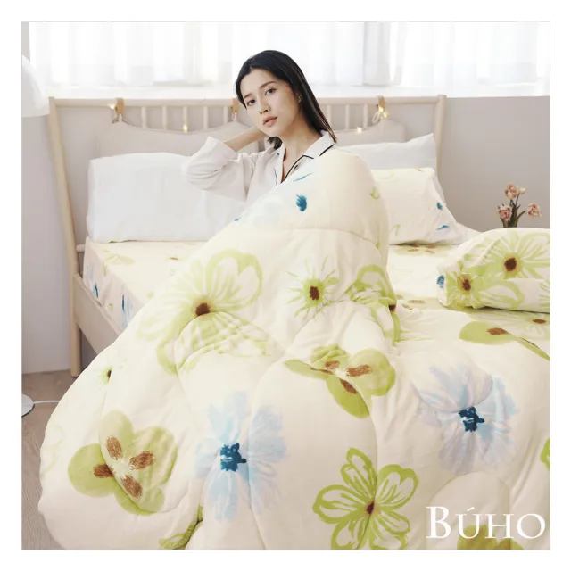 【BUHO布歐】極柔暖法蘭絨6x7尺雙人特大床包+舖棉暖暖被150x200cm四件組(多款任選)