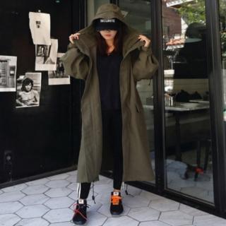 【巴黎精品】現貨+預購 風衣外套休閒大衣(休閒工裝潮修身連帽中長款女外套軍綠色a1in44)