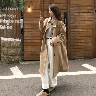 【巴黎精品】現貨+預購 風衣外套休閒大衣(oversize廓形設計感小翻領長款女外套a1ih31)