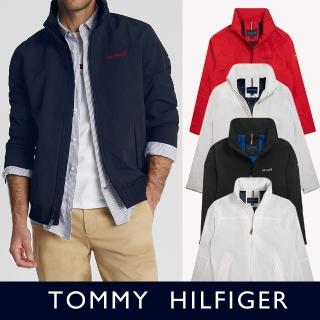 【Tommy Hilfiger】TOMMY 經典刺繡文字連帽風衣外套 上衣-多色組合(平輸品)