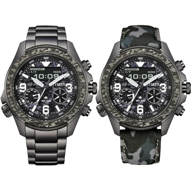【CITIZEN 星辰】Promaster 35週年限量 陸 叢林迷彩光動能液晶顯示手錶 開學禮 送禮 推薦(JV1008-63E)