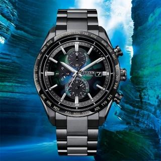 【CITIZEN 星辰】100週年限量宇宙幻彩 鈦金屬光動能電波手錶 男錶 畢業禮物(AT8286-65E)