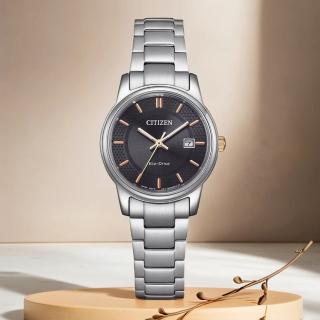 【CITIZEN 星辰】光動能經典女錶-黑/27.5mm 手錶 送禮 推薦(EW2317-76E)