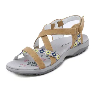 【MINE】交叉涼鞋 戶外涼鞋/舒適耐磨個性民族風交叉織帶設計休閒戶外涼鞋(棕)