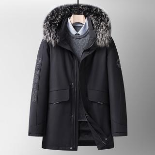 【巴黎精品】現貨+預購 真羽絨90%白鴨絨羽絨外套羽絨衣夾克(保暖銀狐毛領加厚戶外防寒中長男外套a1is23)