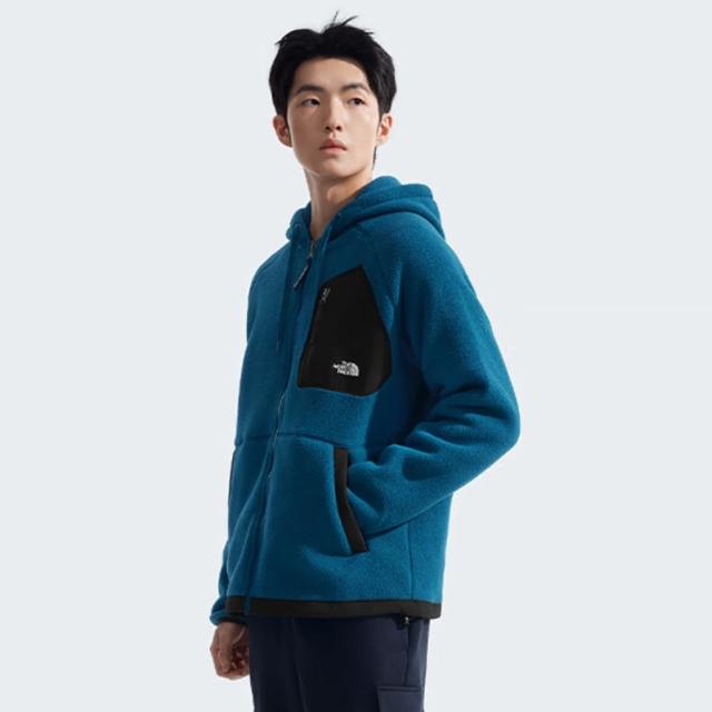 【The North Face】北臉 外套 男款 運動連帽外套 抓絨 保暖 M ELEVATED HOODED 藍 NF0A81SE5LO