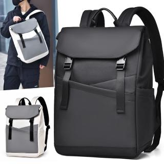 【Starshop】618 翻蓋式雙肩後揹包 16吋 筆電包 外出後揹包 輕量電腦揹包 大學生書包 雙肩包