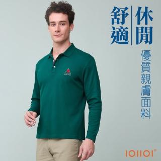 【oillio 歐洲貴族】男裝 長袖刺繡POLO衫 商務休閒 修身 超柔防皺(綠色 法國品牌)