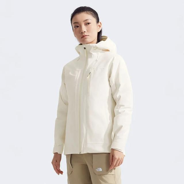 【The North Face】北臉 外套 女款 運動連帽外套 三合一 防潑水 羽絨膽 W NORTH TABLE 米白 NF0A89Y7QLI