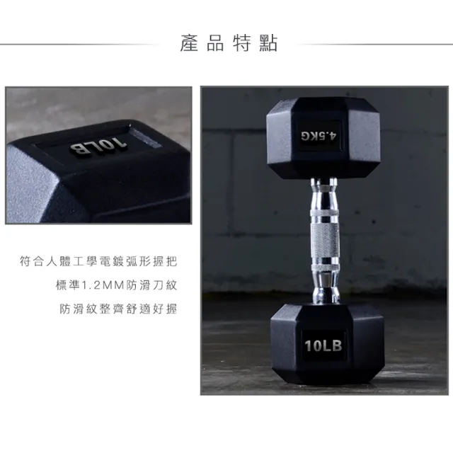 【Fitek】商用六角啞鈴50磅一對 單支重約22.7KG 可摔啞鈴(50LB啞鈴一對六角包膠啞鈴 橡膠啞鈴)