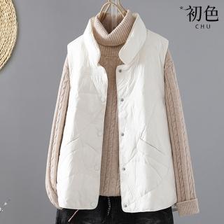 【初色】秋裝輕薄保暖羽絨棉無袖外套-共5色-31532(M-2XL可選)