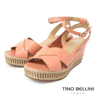 【TINO BELLINI 貝里尼】巴西進口夏氛渡假風編織繞踝楔型涼鞋FSOO0003-7(粉)