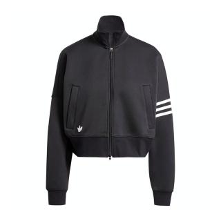 【adidas 愛迪達】NEUCL Tracktop 女 立領 外套 運動 休閒 三葉草 雙向拉鍊 寬鬆 黑白(IW5601)