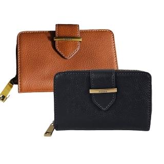 【FOSSIL】Bryce 真皮造型扣帶中夾(黑/咖啡母親節送禮)