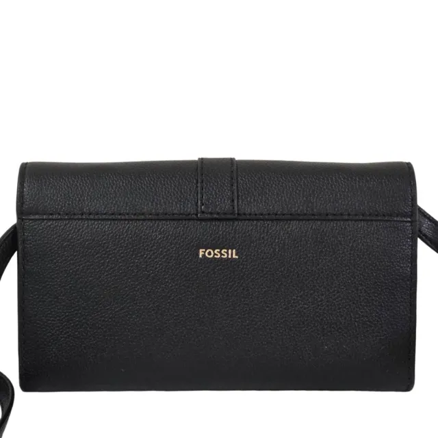 【FOSSIL】Emery   WOC皮革金釦斜背包(黑色/咖啡 七夕情人節)