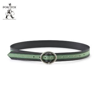 【PORTER INTERNATIONAL】BELT真皮扣環皮帶(黑/綠)