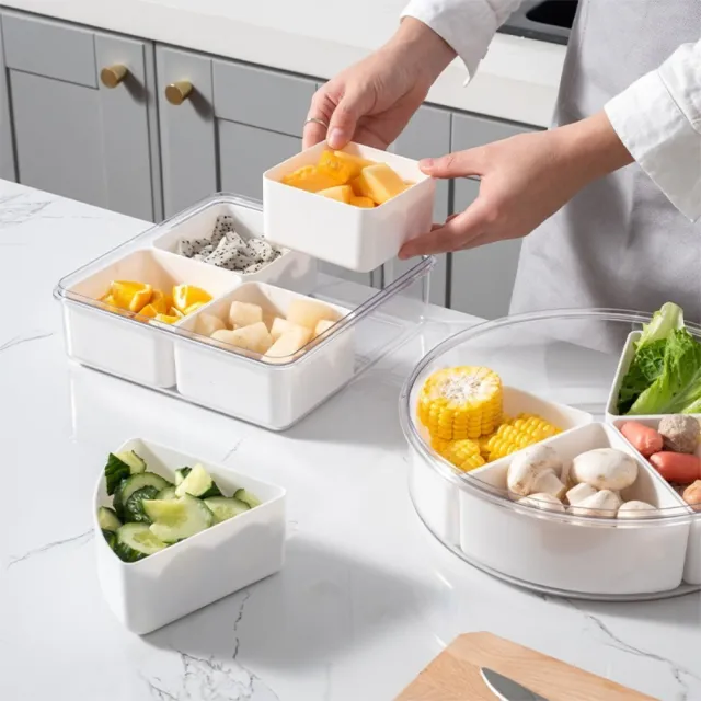 【茉家】食品級材質火鍋備料保鮮盒(圓型五格款1入)