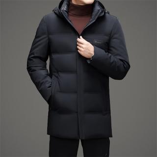 【巴黎精品】現貨+預購 真羽絨90%白鴨絨羽絨外套羽絨衣夾克(保暖男中長連帽羽絨外套男外套2色a1is140)