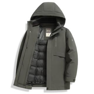 【巴黎精品】現貨+預購 真羽絨90%白鴨絨羽絨外套羽絨衣夾克(保暖中長連帽加厚戶外男外套2色a1is137)