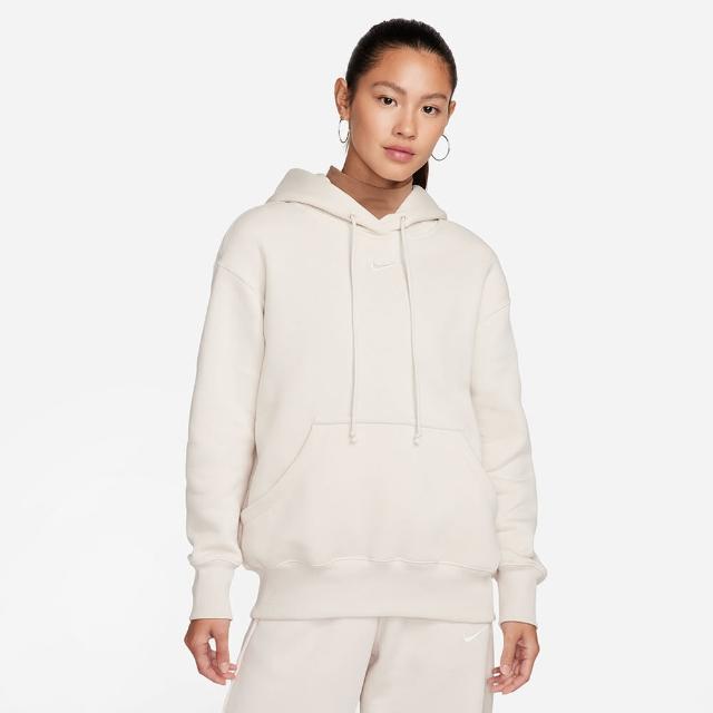 【NIKE 耐吉】長袖上衣 女款 帽T 運動 AS W NSW PHNX FLC OS PO HOODIE 米白 DQ5861-104