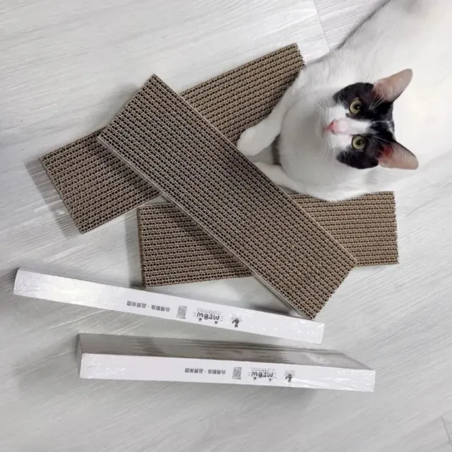 【AOYI奧藝】台製瓦楞紙貓抓板10入(純天然植物膠貓抓板 安全無憂 奧喵貓抓板 高密度貓抓板 39.5*11.2*3CM)