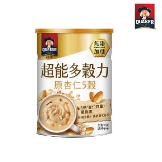 【QUAKER 桂格】超能多穀力原杏仁5穀-無新增糖(390g/罐)
