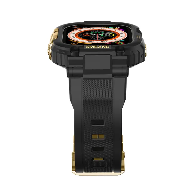 【Amband】AmBand Apple Watch 專用保護殼 ☆ M1 黑色TPU殼帶金鋼釦(49mm - Apple Watch ultra)