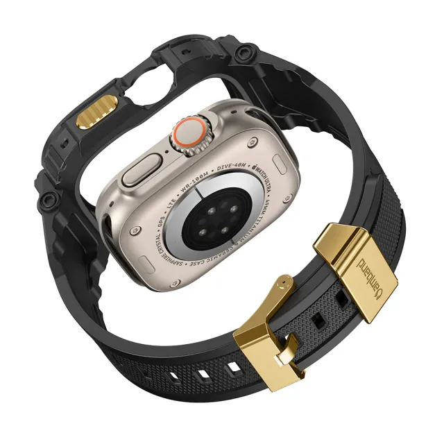【Amband】AmBand Apple Watch 專用保護殼 ☆ M1 黑色TPU殼帶金鋼釦(49mm - Apple Watch ultra)