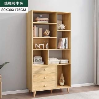 【E家工廠】書櫃 書架 簡易書櫥 靠牆置物架 收納儲物層架 多功能展示櫃(005-三抽書櫃原木色)