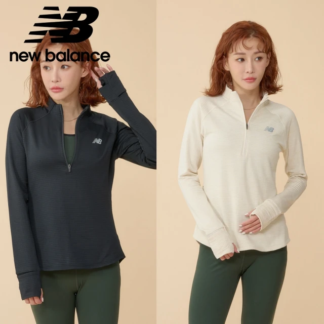 NEW BALANCE NB 快乾吸排刷毛長袖上衣_女性_黑/米杏色_WT43200BK_WT43200LIT