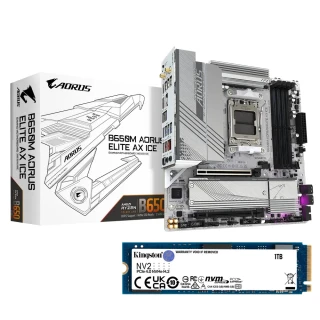 GIGABYTE 技嘉 搭 金士頓 1TB SSD ★ B650M AORUS ELITE AX ICE DDR5 主機板