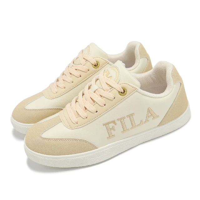 FILA 休閒鞋 Emblem 女鞋 米白 奶茶 麂皮 低筒 復古 斐樂(5C942Y778)