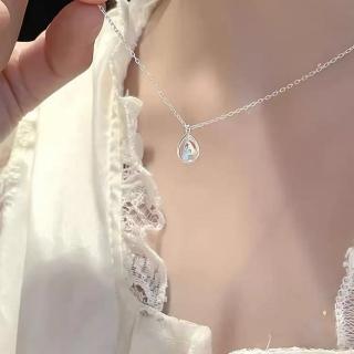 【米蘭精品】現貨+預購 925純銀項鍊水滴吊墜(氣質O字鏈月光石鎖骨鏈女飾品74iu41)