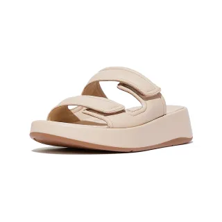 【FitFlop】F-MODE 可調式軟墊皮革厚底雙帶涼鞋-女(白石色)