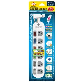 【威電牌】6開6座3孔9尺延長線(CK3661超值兩入組)
