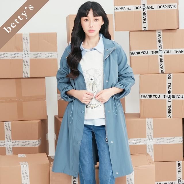 【betty’s 貝蒂思】腰間抽繩立領長版風衣(共二色)