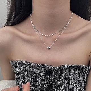 【米蘭精品】現貨+預購 925純銀項鍊愛心吊墜(簡約O字鏈心形鎖骨鏈女飾品74iu81)