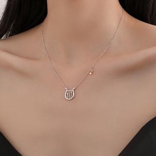【米蘭精品】現貨+預購 925純銀項鍊豎琴吊墜(氣質音符鋯石鎖骨鏈女飾品2色74iu85)