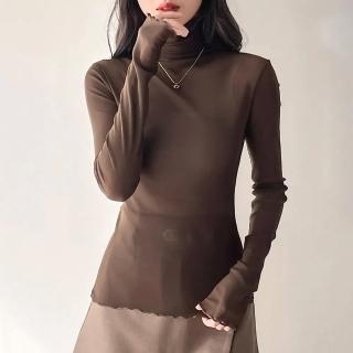 【MYDRESS】休閒透膚荷葉邊長袖上衣