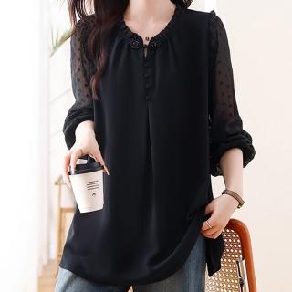 【麗質達人】8088黑色長袖上衣-LY(L-5XL)