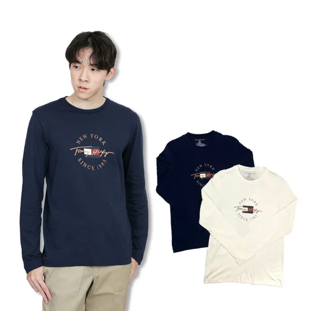 【Tommy Hilfiger】Tommy Hilfiger 復古圓標 長T 大尺碼 純棉 無刷毛 現貨 長袖 T恤(長袖 T恤9663)