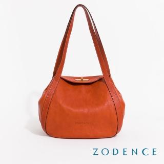 【ZODENCE 佐登司】LUCY義大利植鞣革肩背燈籠包(橘紅)