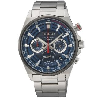 【SEIKO 精工】CS 賽車三眼計時手錶-41mm 禮物(8T63-00T0B/SSB407P1)