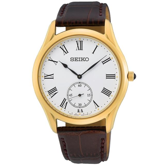 【SEIKO 精工】CS系列 羅馬數字小秒針時尚腕錶-39mm/金 情人節 禮物(6G28-01A0G/SRK050P1)