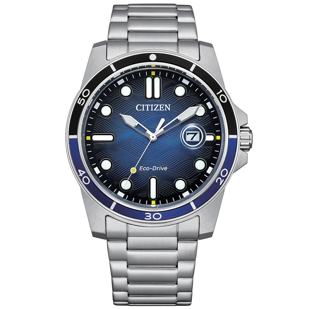 【CITIZEN 星辰】GENTS系列 水波紋時尚光動能腕錶/41.5mm(AW1810-85L)