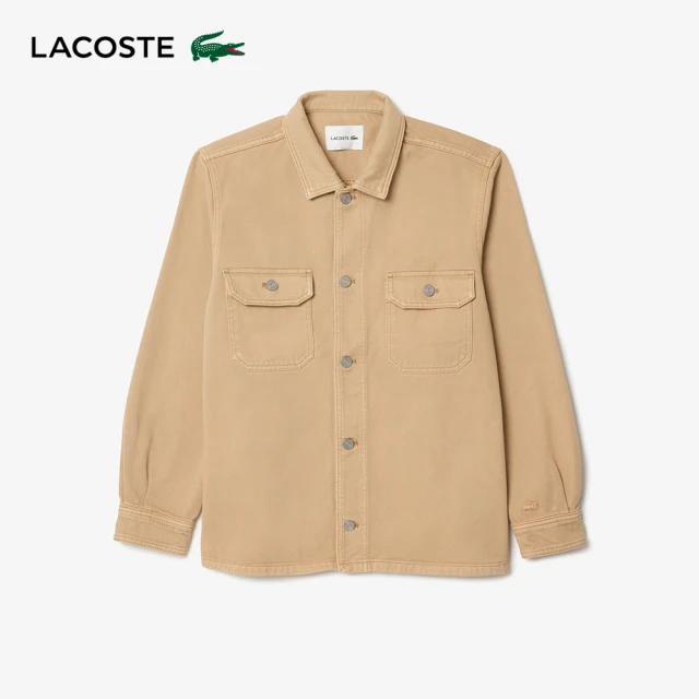 LACOSTE 男裝-Oversize牛仔長袖襯衫(卡其色)