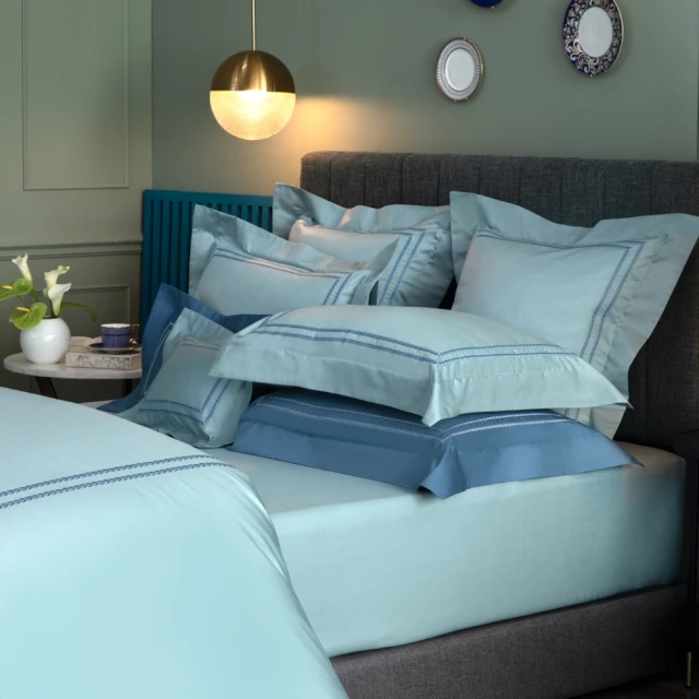 WEDGWOODWEDGWOOD 600織埃及棉 鬆緊床包1入｜璀璨 醚海藍(百貨款雙人 150x186)