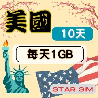 【星光卡 STAR SIM】美國上網絡卡10天 每天1GB 高速流量吃到飽(旅遊上網絡卡 美國 網絡卡 美國網路)