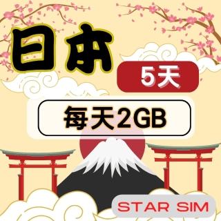 【星光卡 STAR SIM】日本上網絡卡5天每天2GB 高速流量吃到飽(旅遊上網絡卡 日本網絡卡 日本網路)