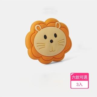 【晴安居】360卡通Q版防水矽膠防撞墊 門把靜音貼無痕防護防潮牆面防撞貼(3入)